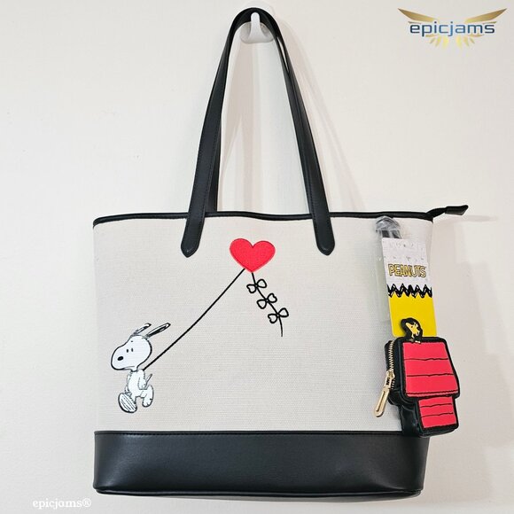 Peanuts | Bags | Peanuts Snoopy Heart Kite Tote Bag With Coin Purse ...